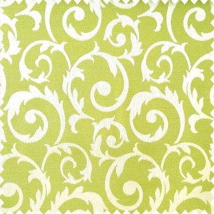 Green cream color traditional design texture finished surface shiny swirls pattern polyester main curtain